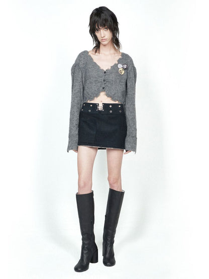 Knit Scallop CROPPED CARDIGAN &amp; SKIRT