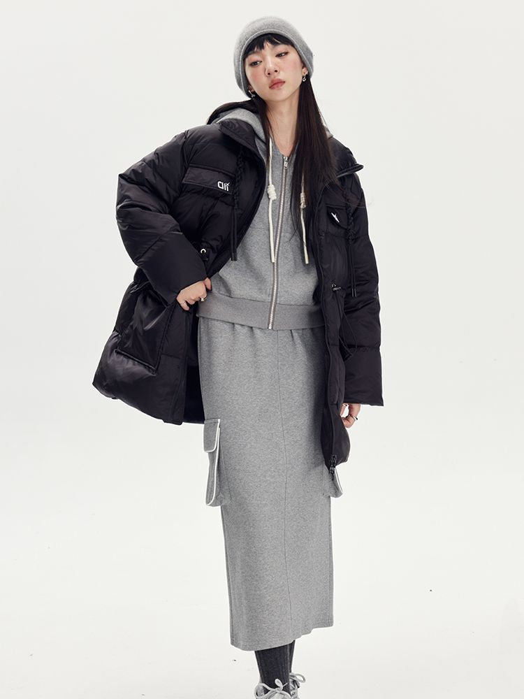 Sweat Casual Hoodie Parka &amp; Long-Skirt