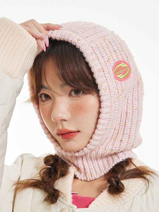 Knit Mix-color Balaclava-Cap