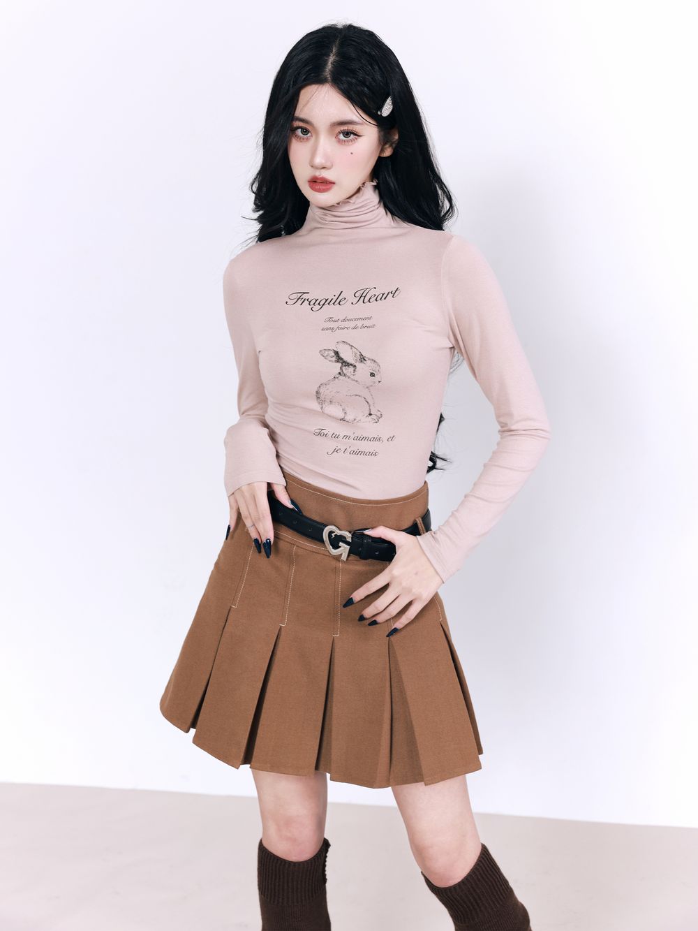 High-beck Slim Retro Handwritten Cutsew