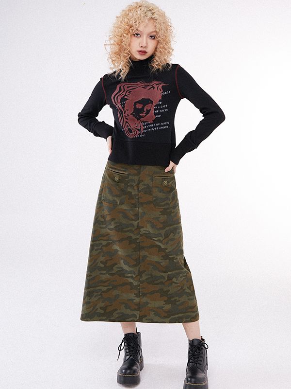 Camouflage flare clearance skirt