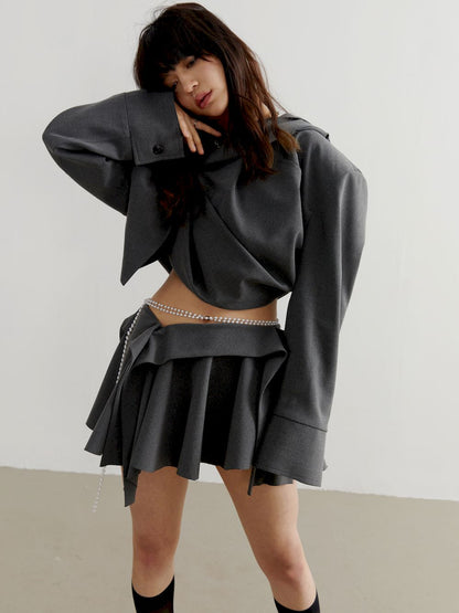 Drape Hoodie Nichi Loose Cropped Tops