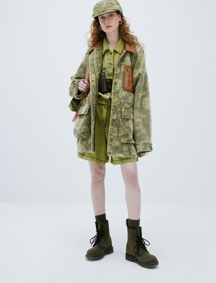 Corduroy Flower Camouflage Retro Oversize Jacket