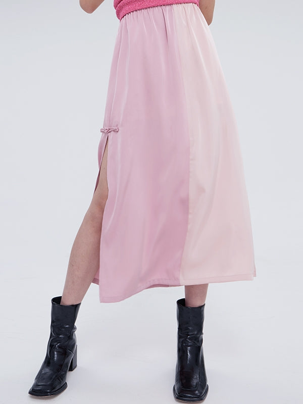 Bi-color Nichi Slit Long-Skirt