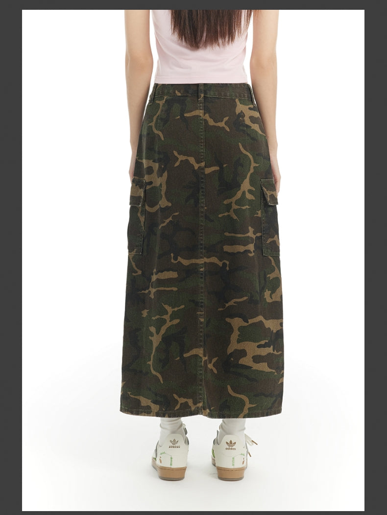 Camouflage Casual Retro Gaudy Long-Scirt