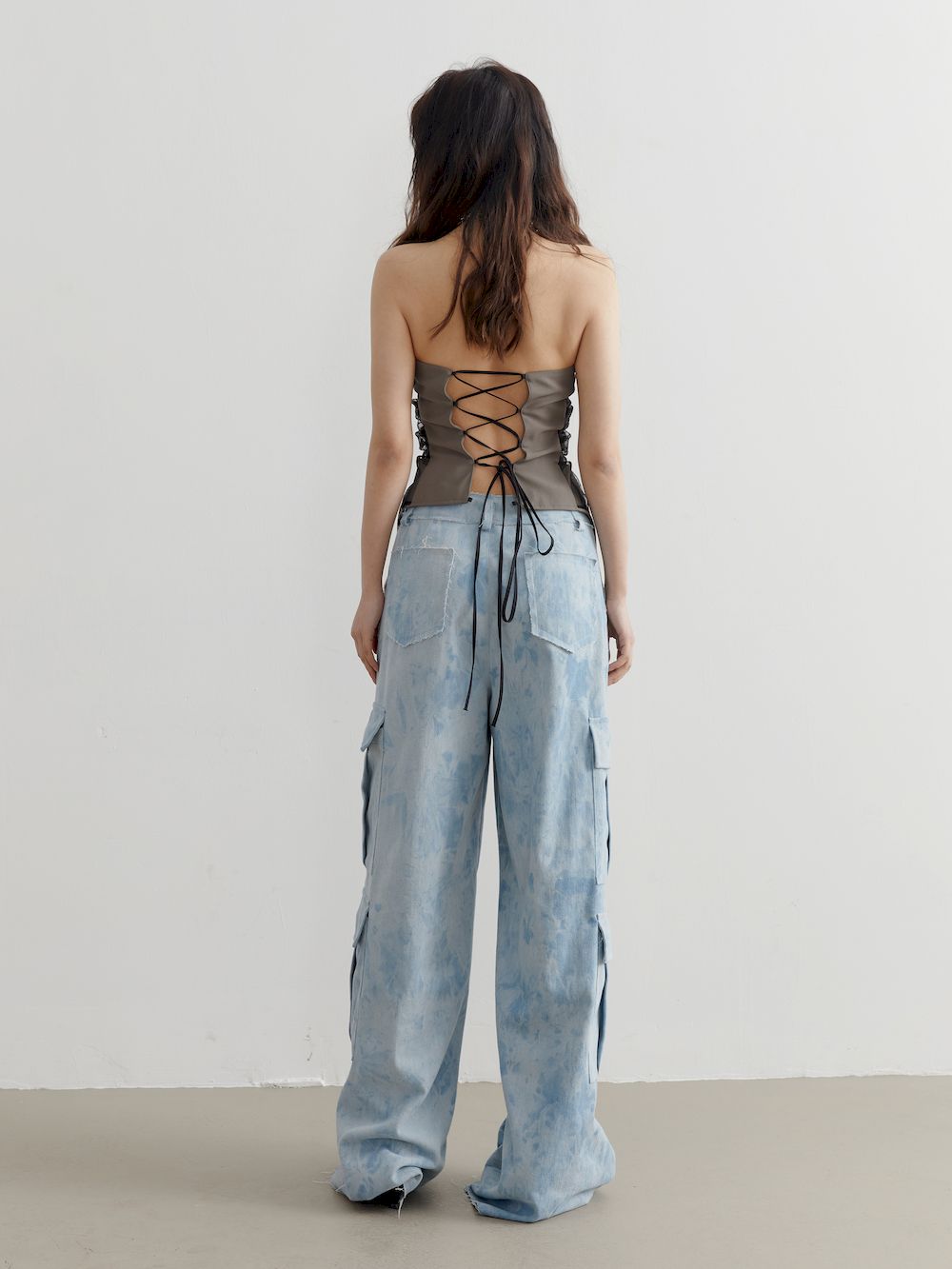 Refreshing Wide-leg Tie-dye Cut-off Pants