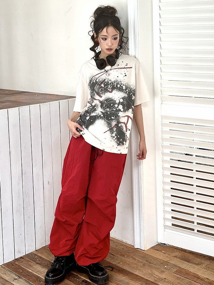 DRAWSTRING STRAIGHT LOOSE CASUAL CARGO-PANTS