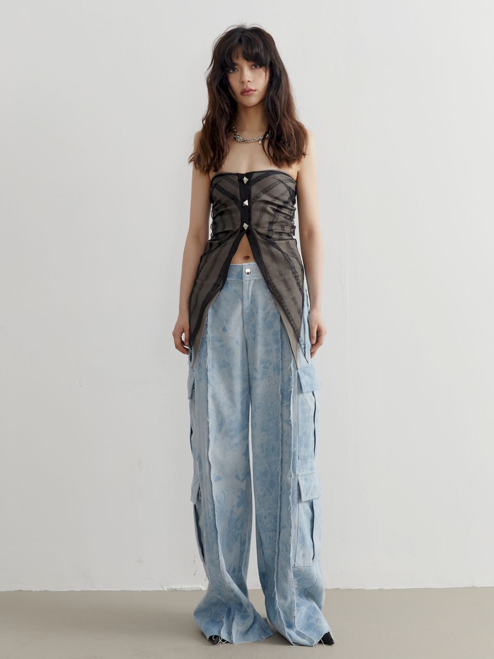 Refreshing Wide-leg Tie-dye Cut-off Pants