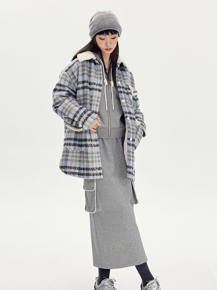 Sweat Casual Hoodie Parka &amp; Long-Skirt