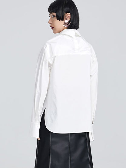 High-end Nichi-collar Round-cut Shirt