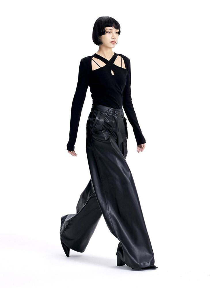 Leather Flare Cool Wide-Pants