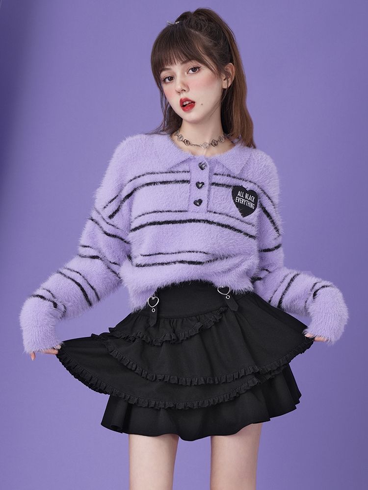 Tiered Short Frull Heart Grly Skirt