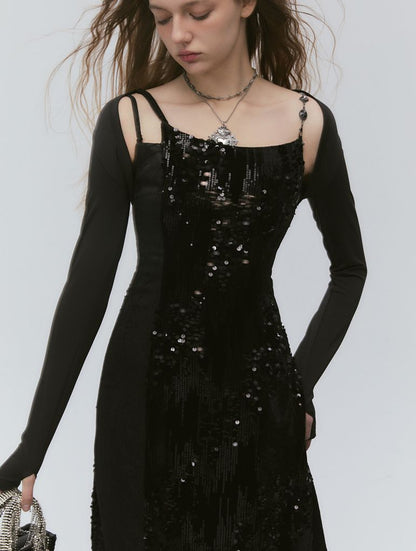 Chain Sequin Luster One-piece＆Arm-cover