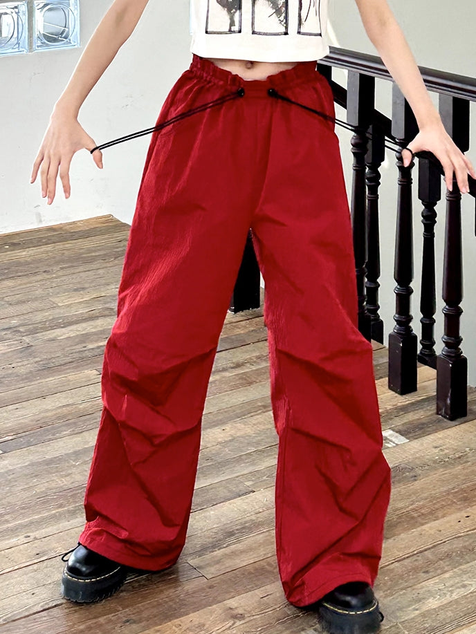 DRAWSTRING STRAIGHT LOOSE CASUAL CARGO-PANTS