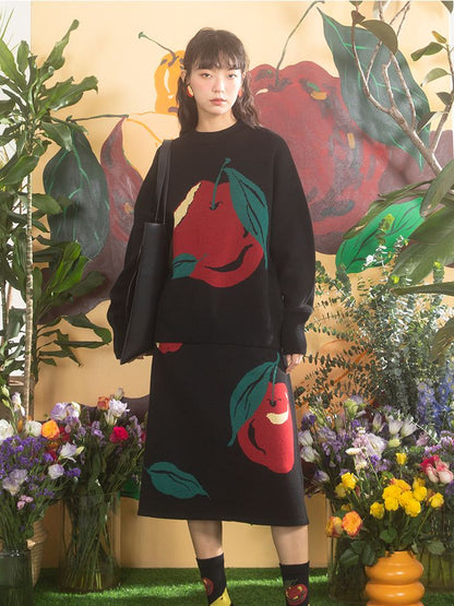 Apple Nichi Retro Knit Tops &amp; Skirt