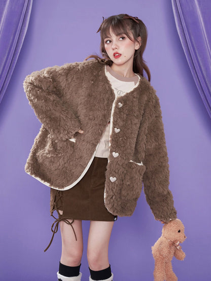 Coeur Boa-Coat moelleux sans col