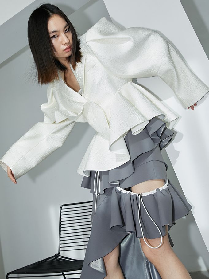 Ruffle Side-Cut Nichi Peplum Jacket