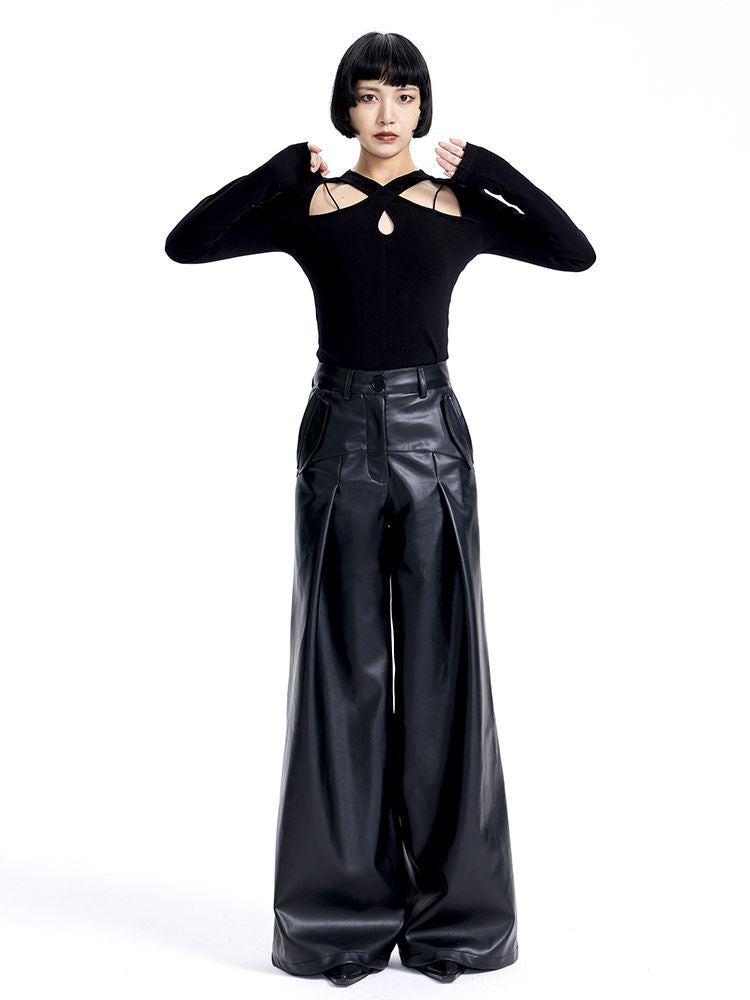 Leather Flare Cool Wide-Pants