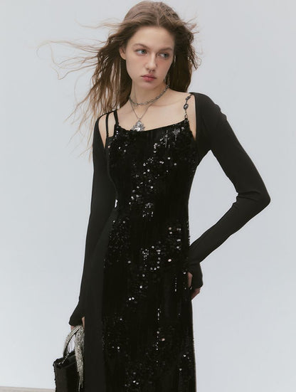 Chain Sequin Luster One-piece＆Arm-cover