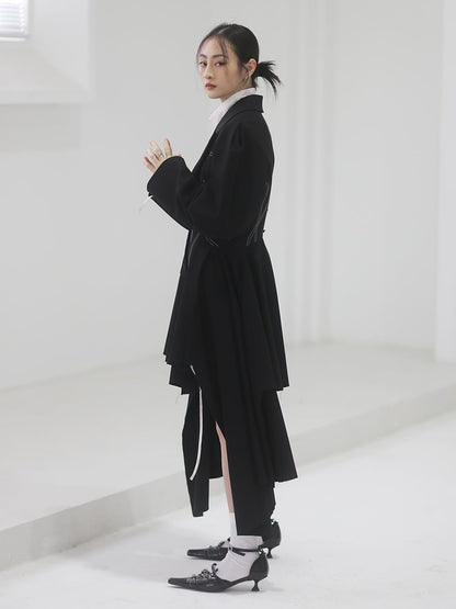 Asymmetry Nichi Balloon-Sleeve Stitch Jacket