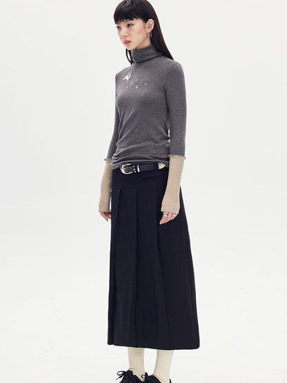 Long Box-PLEATS PLAIN SKIRT