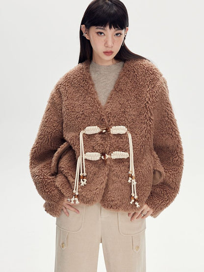 ROPE BOA FUR V-NECK JACKET