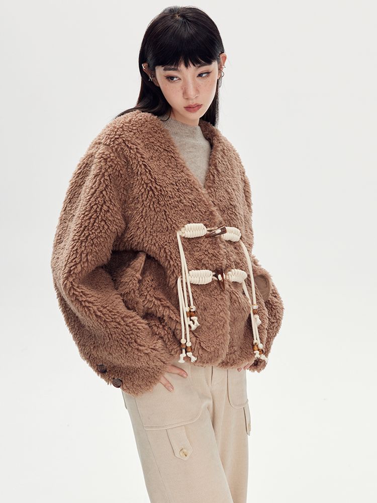 ROPE BOA FUR V-NECK JACKET