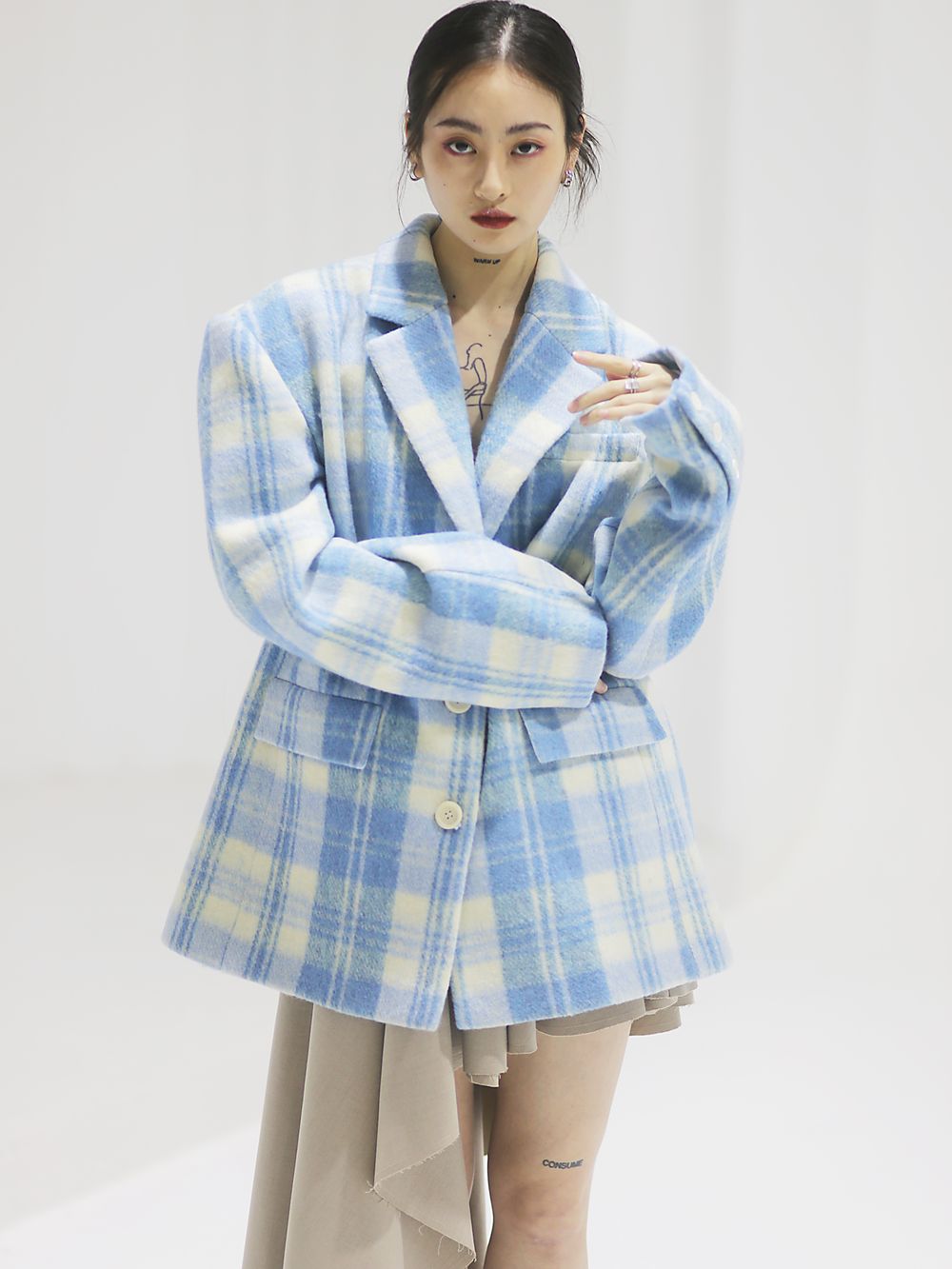 Checked Retro Wool Refreshing Short-Coat