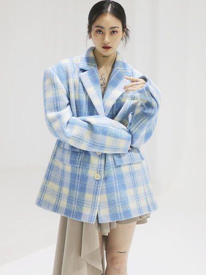 Checked Retro Wool Refreshing Short-COAT