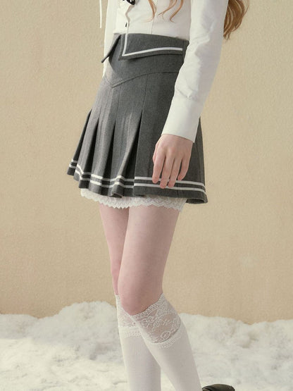 College Pleats Short Skirt