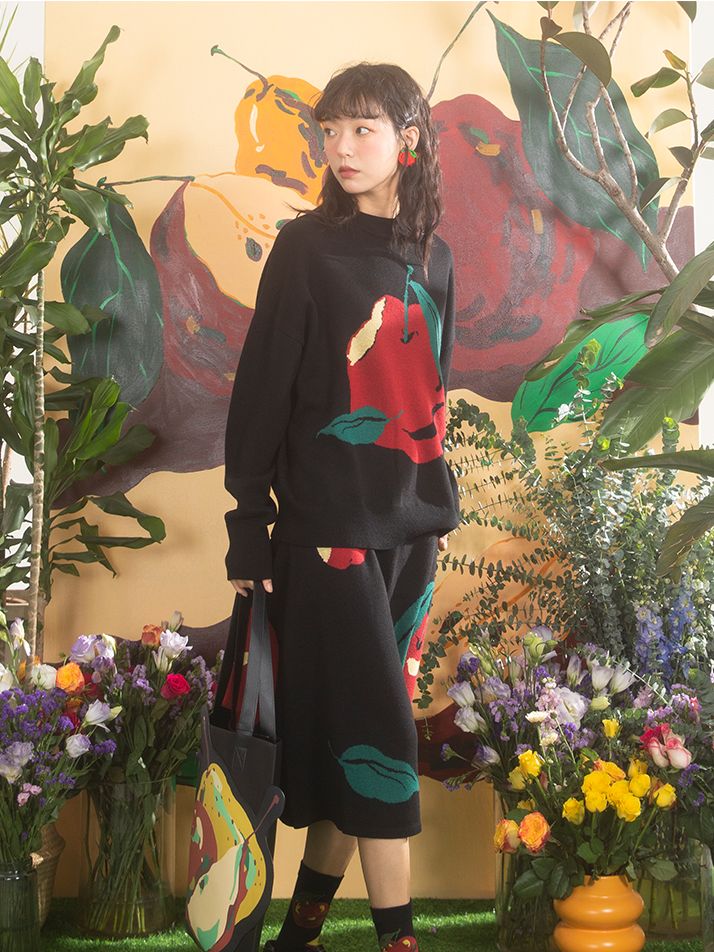 Apple Nichi Retro Knit Tops &amp; Skirt