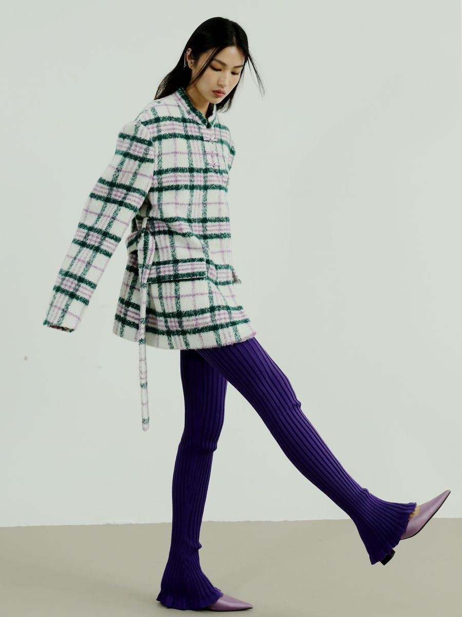 Checked Retro Wool Middle Coat