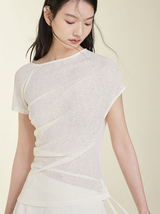 Pleated asymmetrical t-shirt