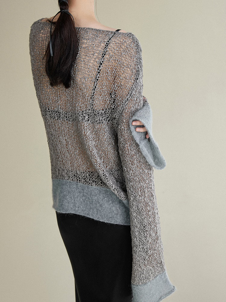 Belly Yarn Stitching Mohair Loose Sweater