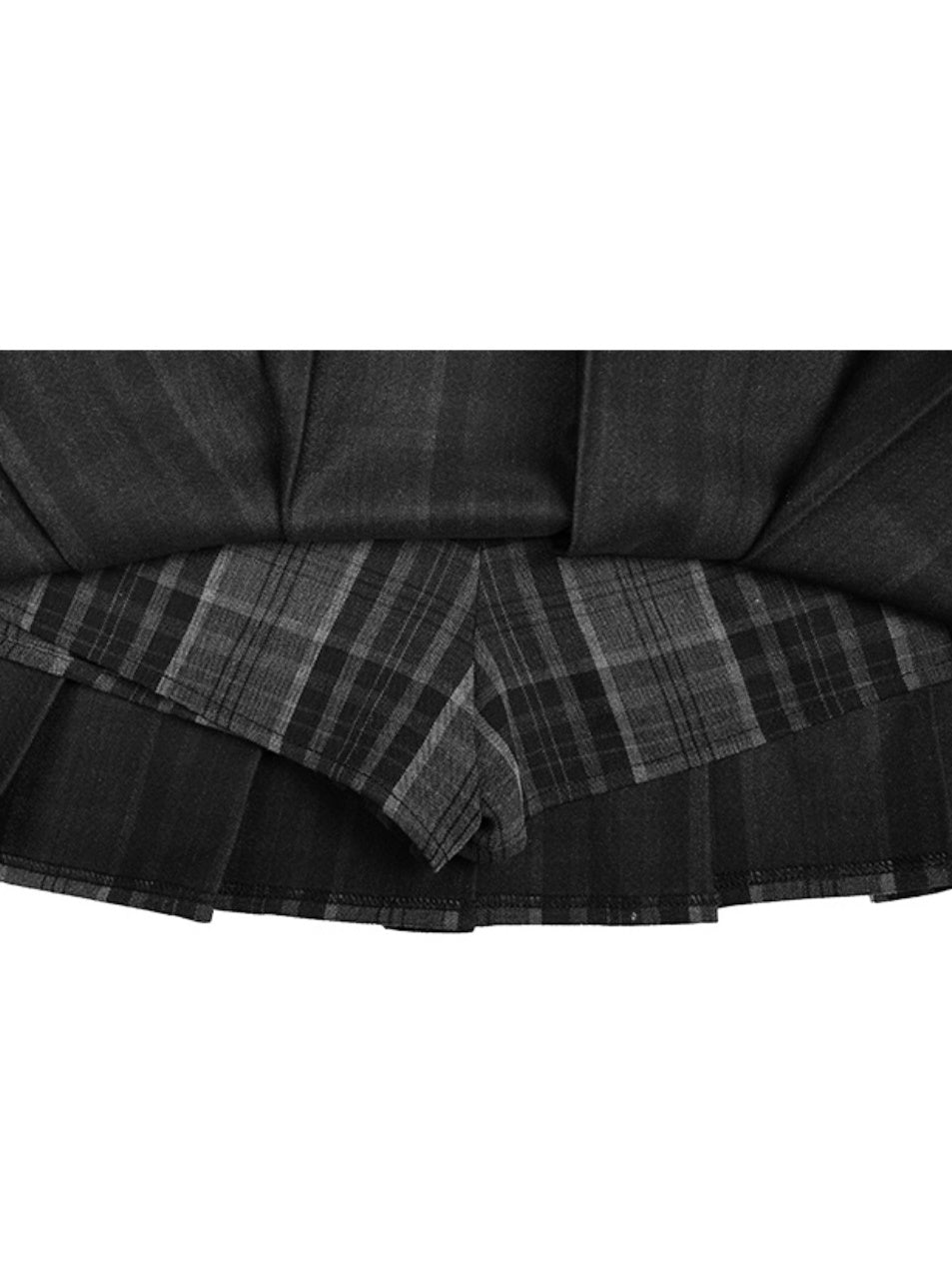 Plaid Print Double Waist Pleated Skirt