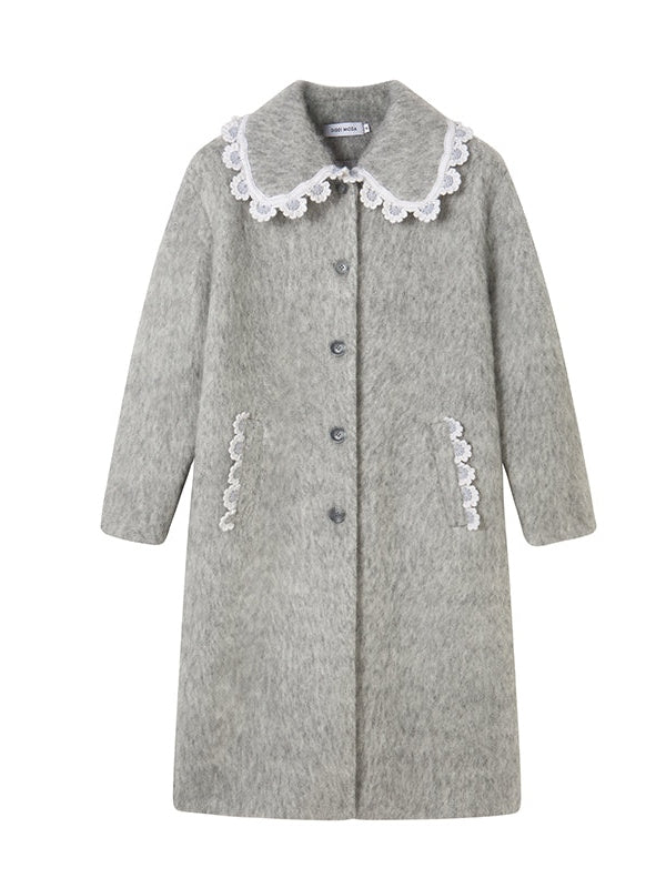 Lace Lapel Wool Coat