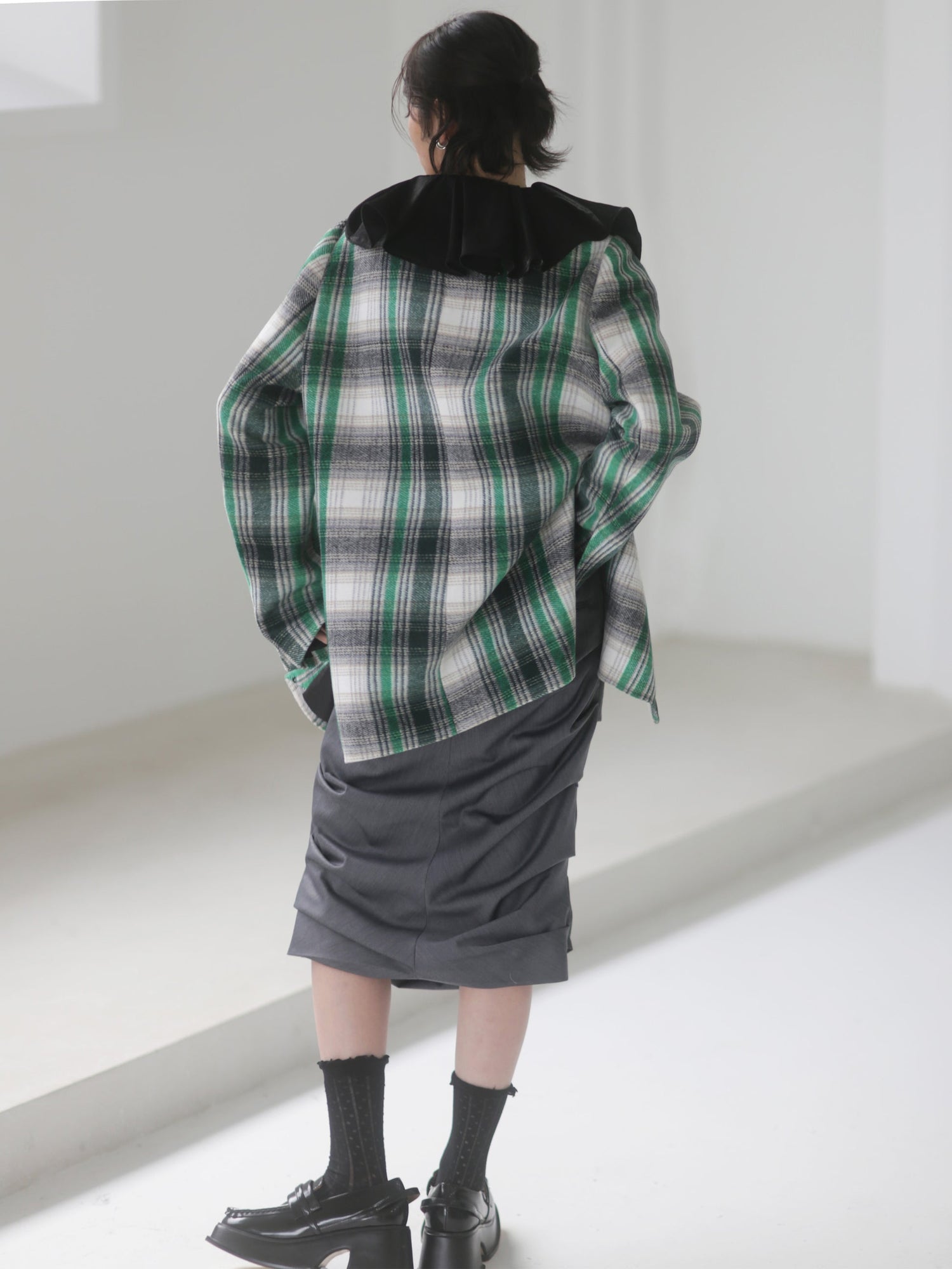 Plaid Spitzenkragen Wolljacke