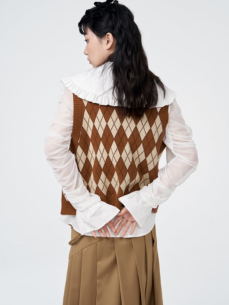 Argyle Retro Layered Knit Vest