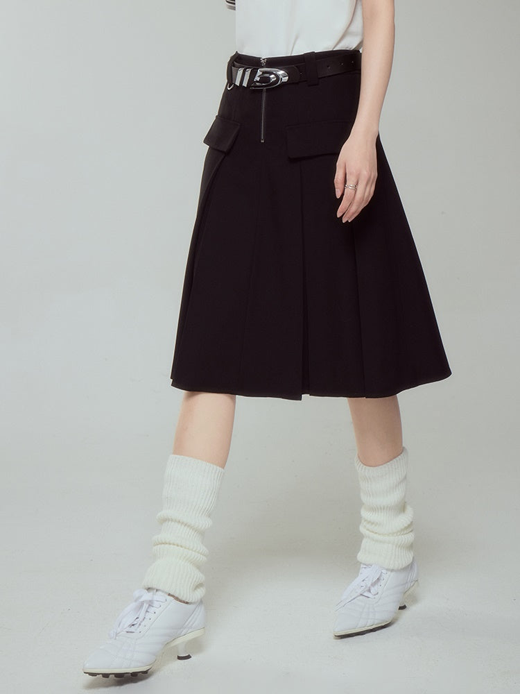 Middle Zipper PLEATED SKIRT