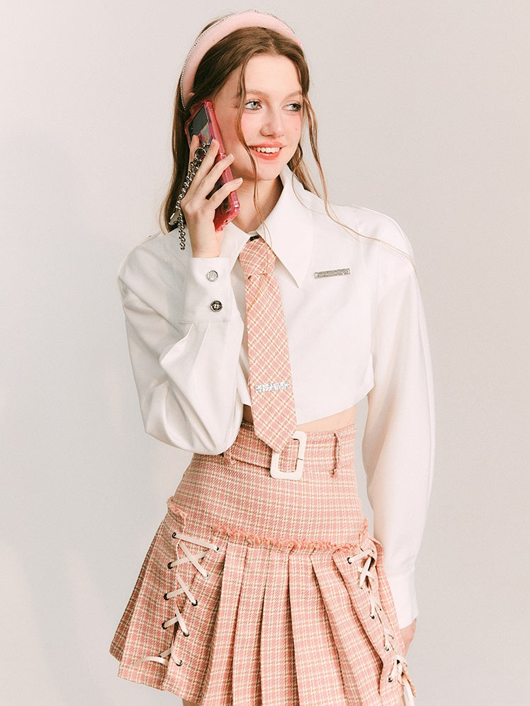 Short Long Sleeve Shirt ＆ College Tie