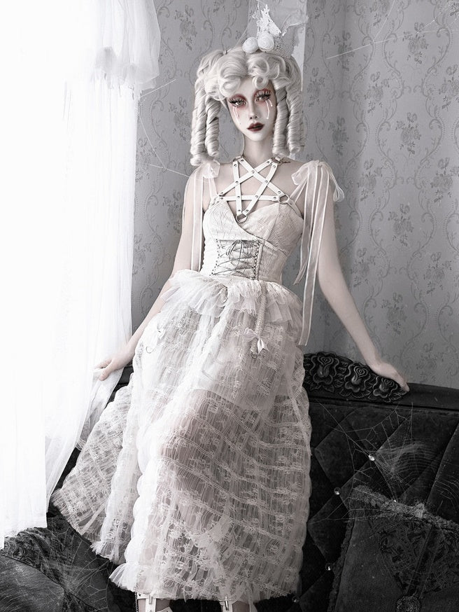 Gothic Dark Pentagram Mesh Lace Sling Dress & Inner Bottoms ARCANA ARCHIVE Gothic Dark Pentagram Mesh Lace Sling Dress & Inner Bottoms ARCANA ARCHIVE