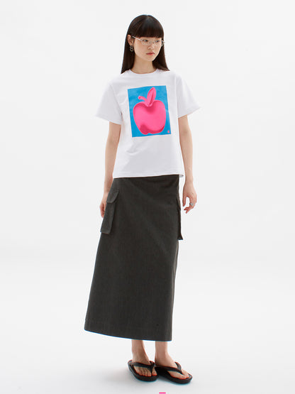 Gradient Sommer Apple Print T-Shirt