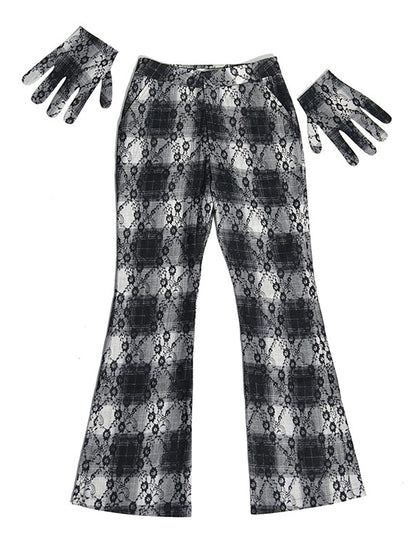 Micro-slack Plaid Flared Pants