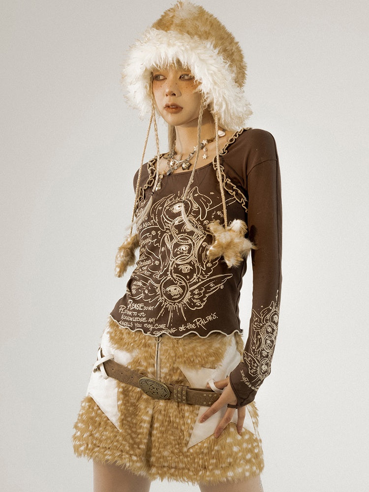 Five -Pointed Star Deer Fur Skirt -FROGLET – ARCANA ARCHIVE
