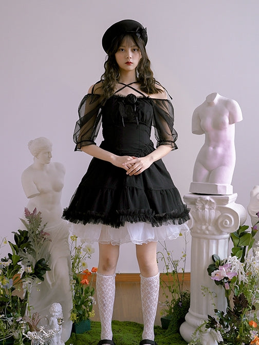 Bloße flauschige Tull Gothic lolita ein Stück