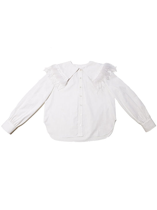 Detachable Feather Long Sleeve Shirt