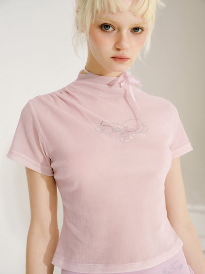 Girlish Short-sleeved Sheer T-shirt