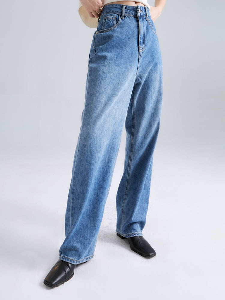 Washed Loose Fit Straight Jeans