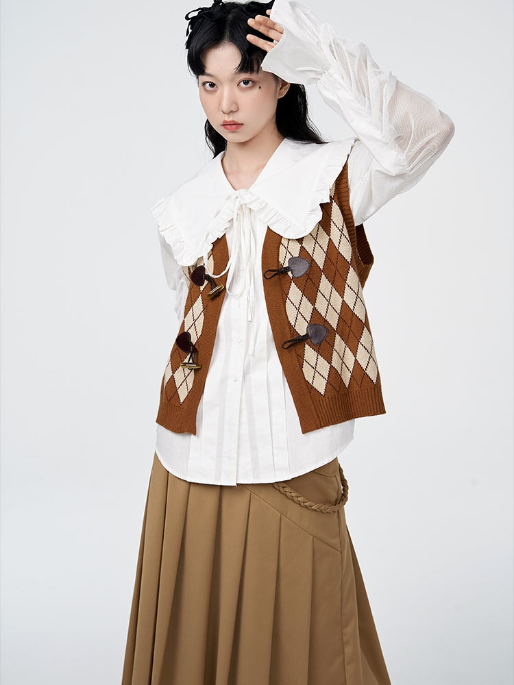 Argyle Retro Layered Knit Vest