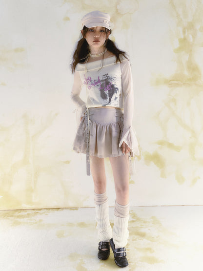 Butterfly Graffiti Mesh Skirt